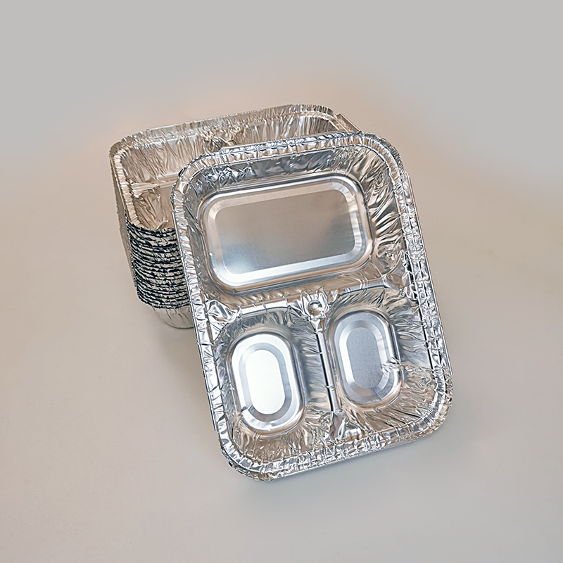 750ml 3 Compartment Take Out Food Foil Containers with Lids