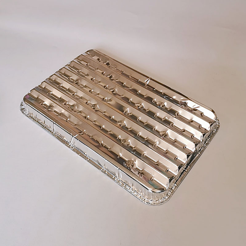 Large rectangular reticular alufoil barbecue plate filter oil outdoor camping picnic homemade dinner tableware oven safe tray