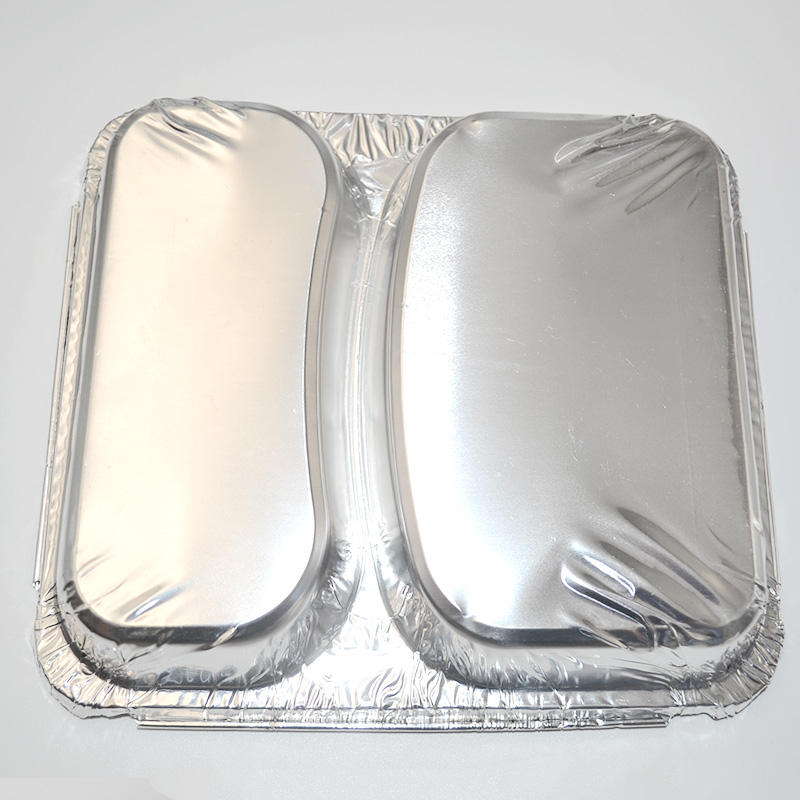 800ml 2 Compartment Rectangular Disposable Aluminum Foil Pan