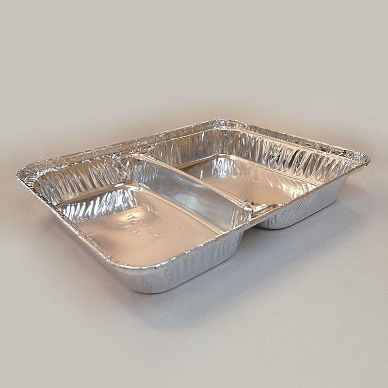 2 Compartment Aluminum Foil Take Out Food Container