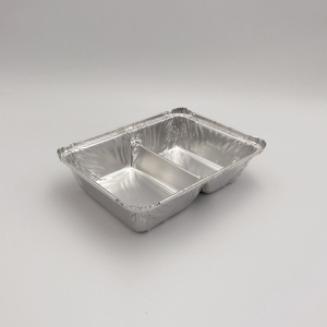 Two grid small deep aluminum foil tableware oven safe