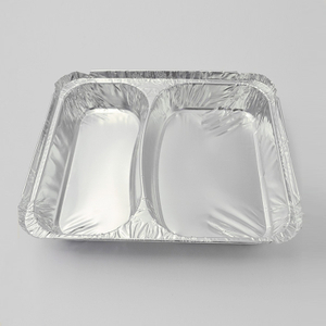 Two grid large shallow aluminum foil tableware