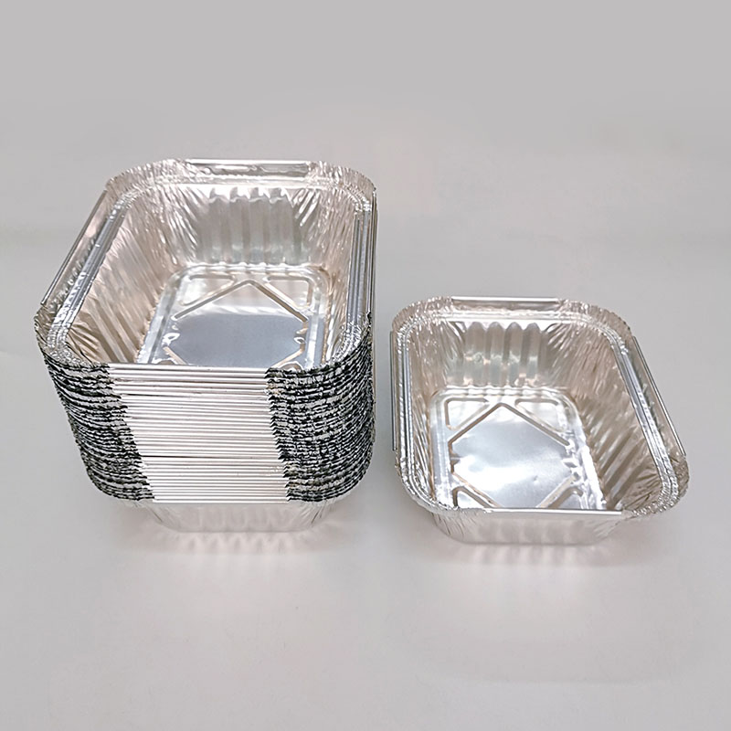Small Rectangle Aluminum Foil Tableware with Lid