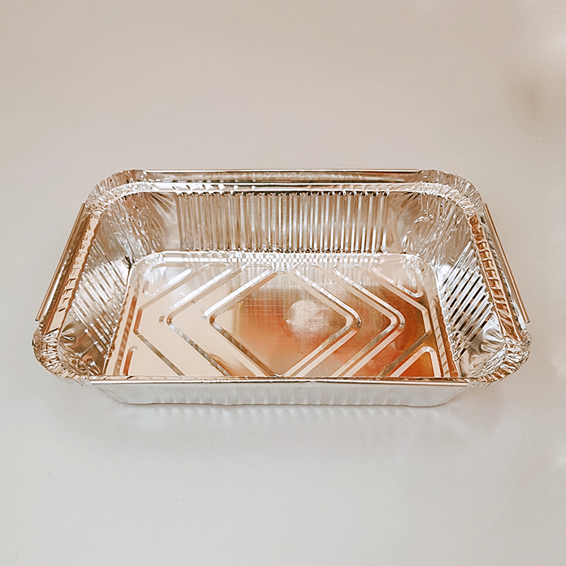 Rectangular aluminum foil tableware metal BBQ plate covered with fresh lunch box barbecue baking container