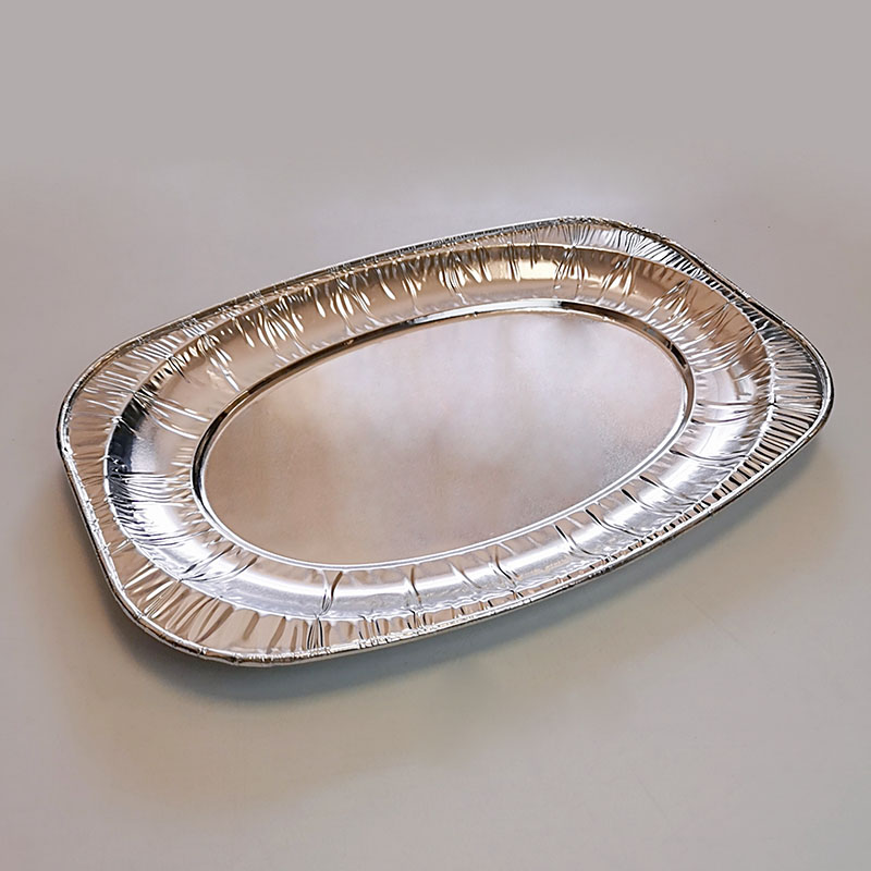 Oval aluminum foil family party tableware thickened and enlarged for barbecue roast meat and fruit plate