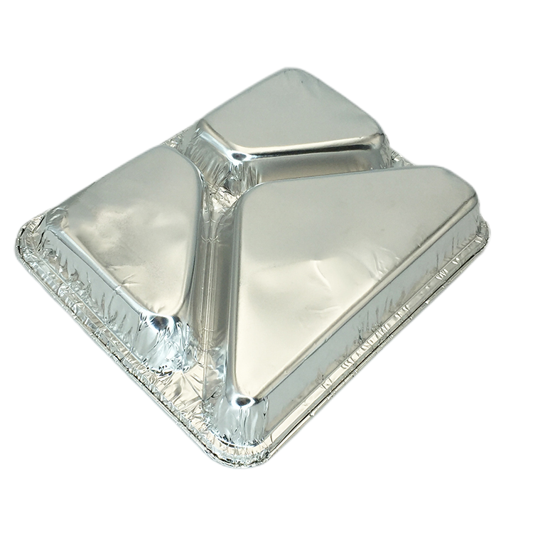 3 Compartment Rectangular Multi Grid Aluminum Foil Plate