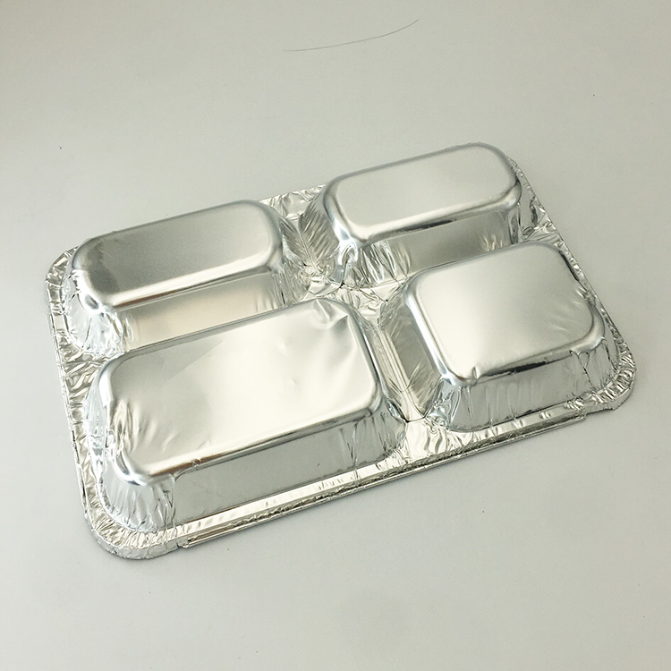 Four compartment large capacity take out aluminum foil lunch box