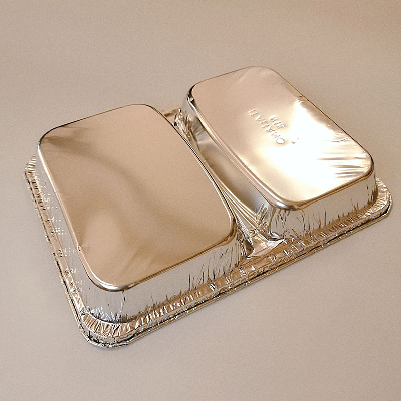 2 Compartment Aluminum Foil Take Out Food Container