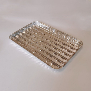Large rectangular reticular alufoil barbecue plate filter oil outdoor camping picnic homemade dinner tableware oven safe tray